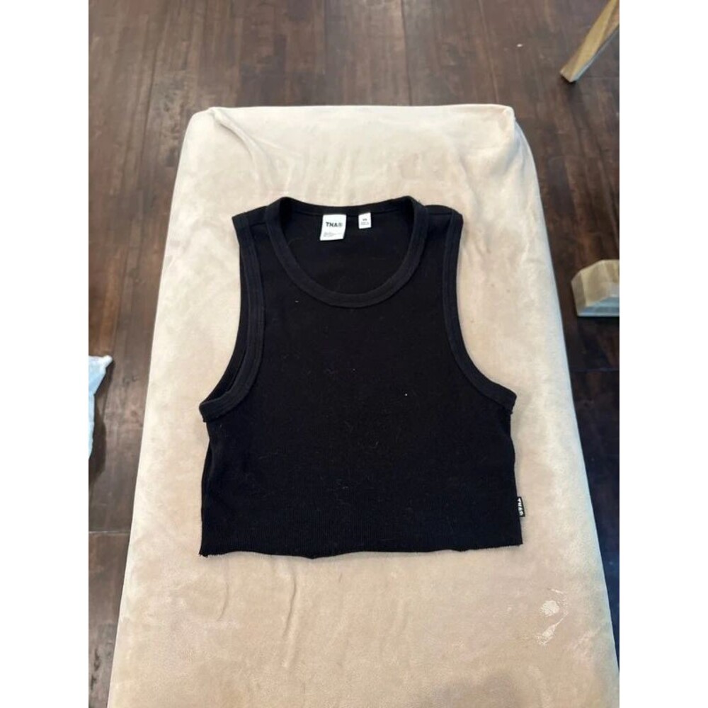 TNA ribbed super cropped raw edge tank top